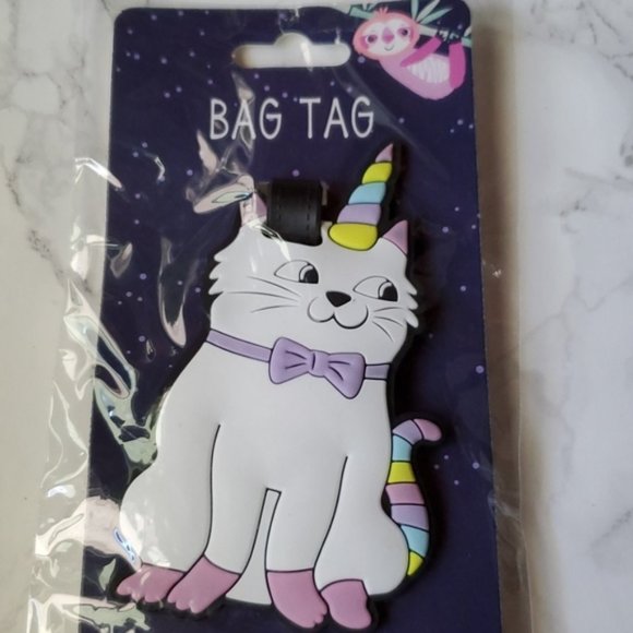 silicon luggage bag tag Unicorn caticorn kitty cat - Picture 1 of 5